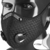 Atmungsaktive Maske Mundschutz für Sport Schwarz Dehnbar Modell Nahaufnahme