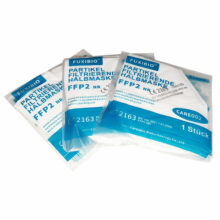 FUXIBIO FFP2 – zertifizierte Atemschutzmaske Mundschutz Ansicht ausgepackt 3Stück Vorderseite