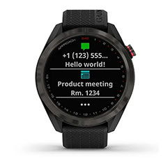 Garmin Approach S42 GPS Golfuhr Grau mit schwarzem Armband Front Smart Notifications
