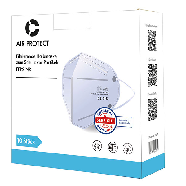 AIR PROTECT FFP2 Maske - Dermatest Sehr Gut 10er Packung räumlich