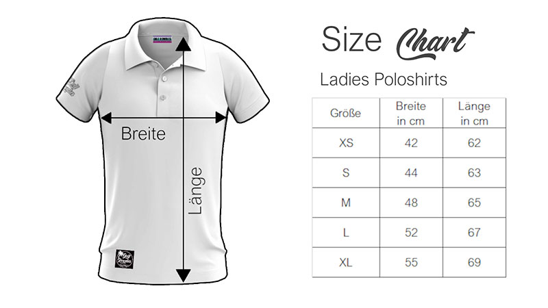 Size Chart Ladies Poloshirts neu