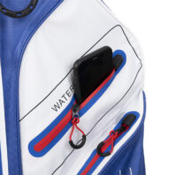 Golfbag trendGOLF Rainline Pro - wasserdicht Weiß Blau Rot Handyfach