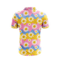 Herren Golf Poloshirt - Retro Flower Back