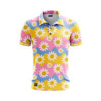 Herren Golf Poloshirt - Retro Flower Front