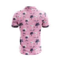 Herren Golf Poloshirt - Flamingo & Palm Trees Rosa Back