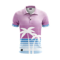 Herren Golf Poloshirt - Retro Palm Trees Front