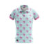 Damen Golf Poloshirt - Pink Palms & Stripes Front