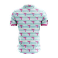 Herren Golf Poloshirt - Pink Palms & Stripes Back